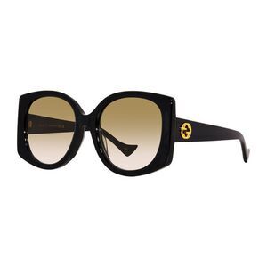 Gucci Sunglasses Butterfly Full Rim, Black Frame and Gradient Brown Lens
